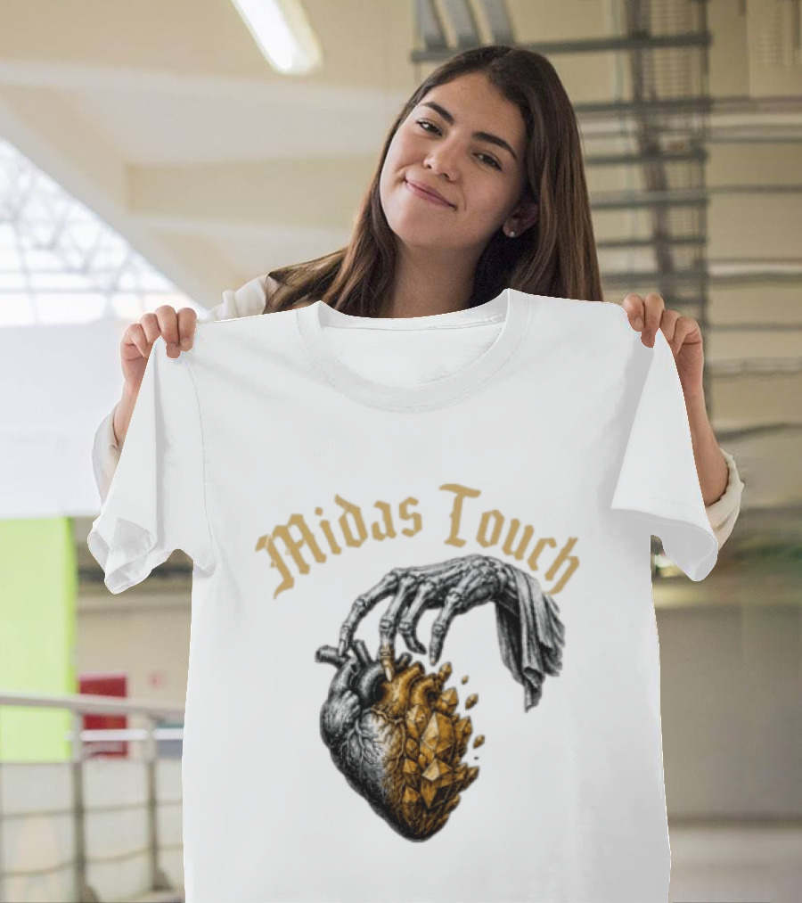 Midas Touch Skeleton Hand Crystal Heart T-Shirt