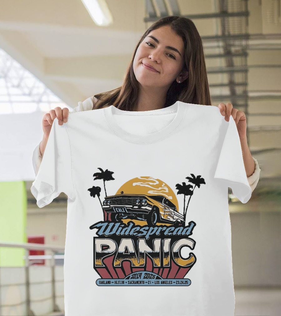Widespread Panic California Tour 2026 Oakland Sacramento Los Angeles July Dates Retro Car Sunset T-Shirt