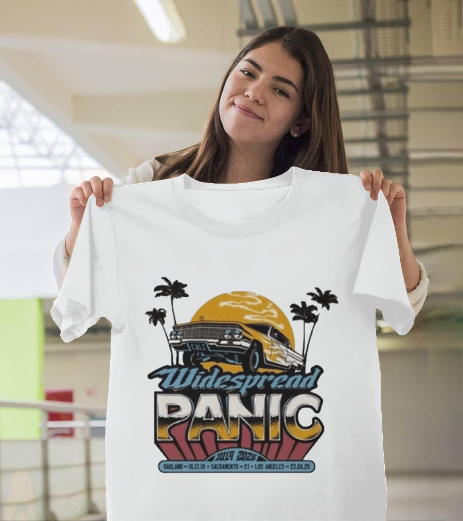 Widespread Panic Summer Tour 2026 Oakland Sacramento Los Angeles Classic Car Palm Trees T-Shirt