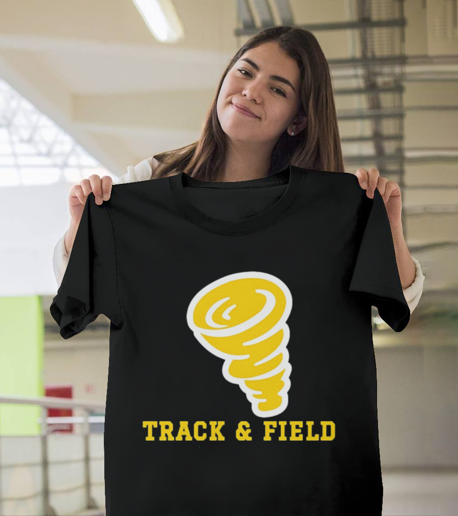 Tornado Track And Field Yellow Swirl Team Athletics T-Shirt