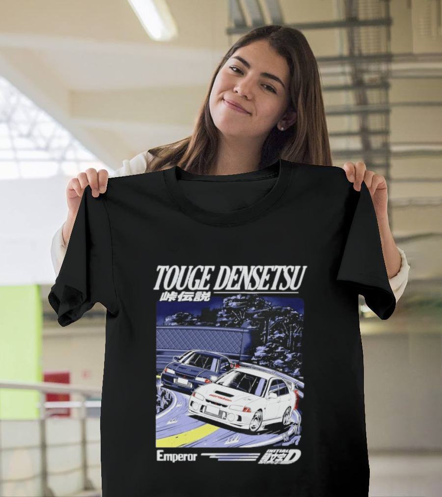 Touge Densetsu Emperor Initial D Mitsubishi Lancer Evolution Racing Scene T-Shirt