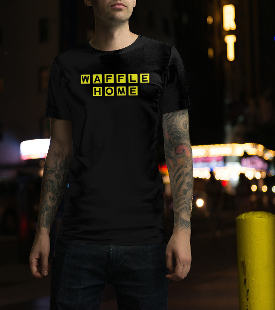 Waffle Home Breakfast Diner Yellow Block Letters T-Shirt