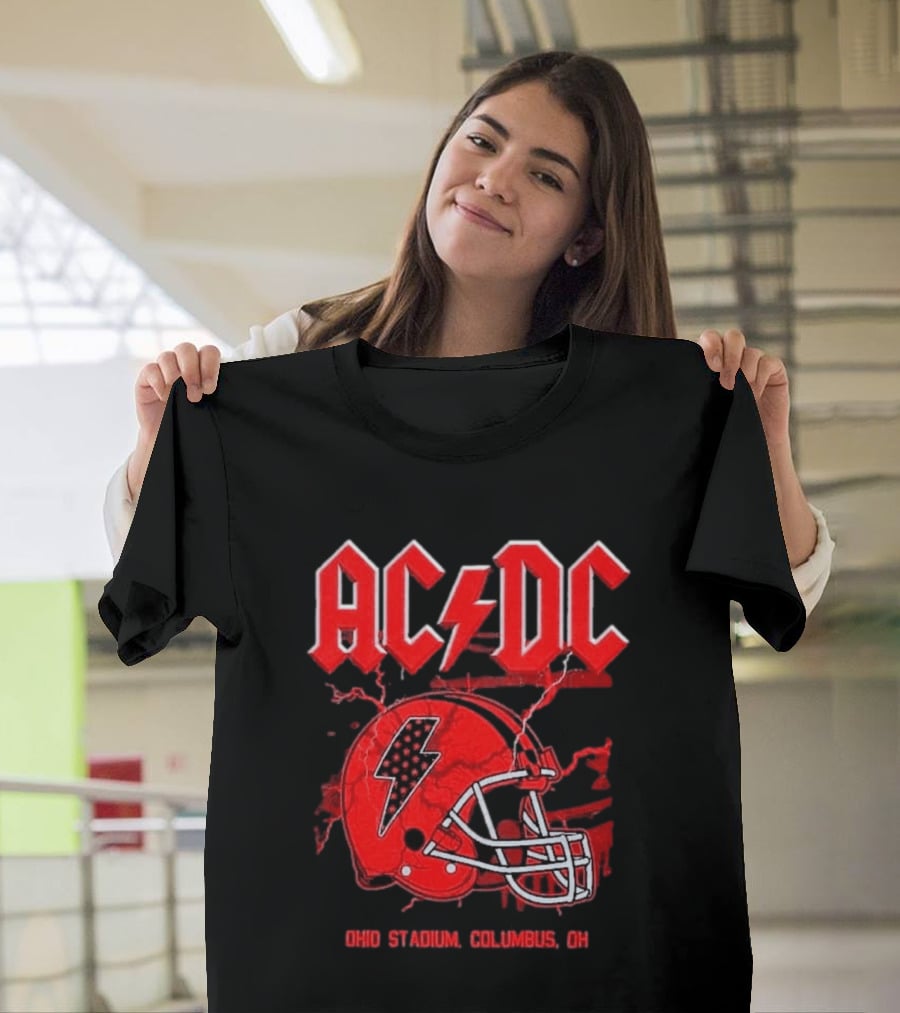 ACDC Pwr Up Tour 2026 Ohio Stadium Columbus Exclusive July 15 Lightning Bolt Helmet T-Shirt