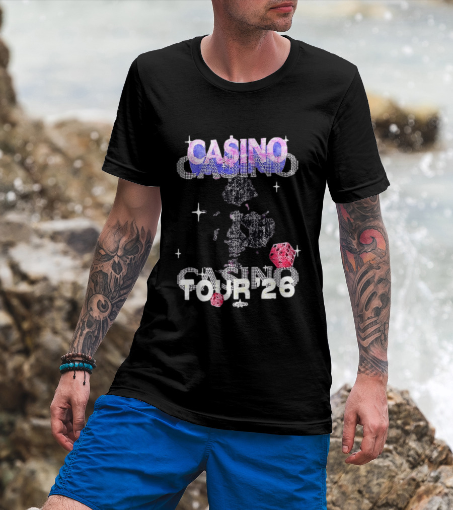 Casino Tour '26 Dice Gambling Las Vegas Sparkle Dice Stars T-Shirt