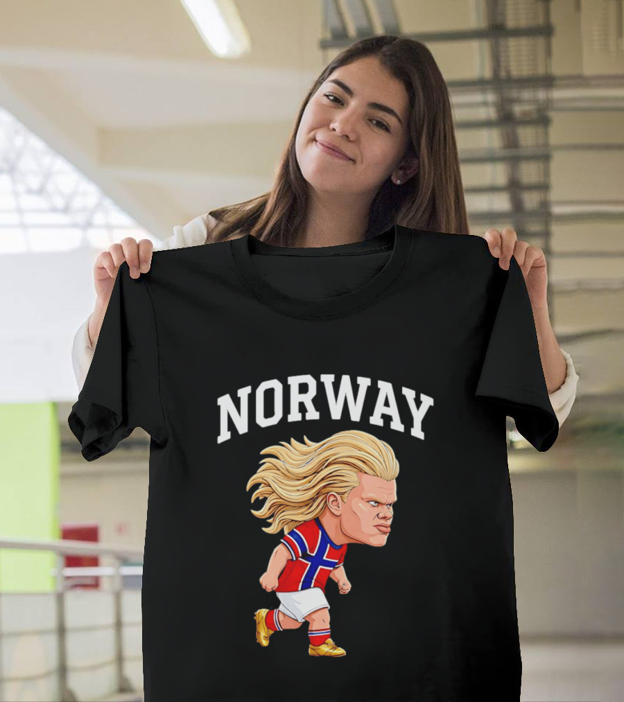 Erling Haaland Norway Football Player Caricature Nordic Soccer Star T-Shirt