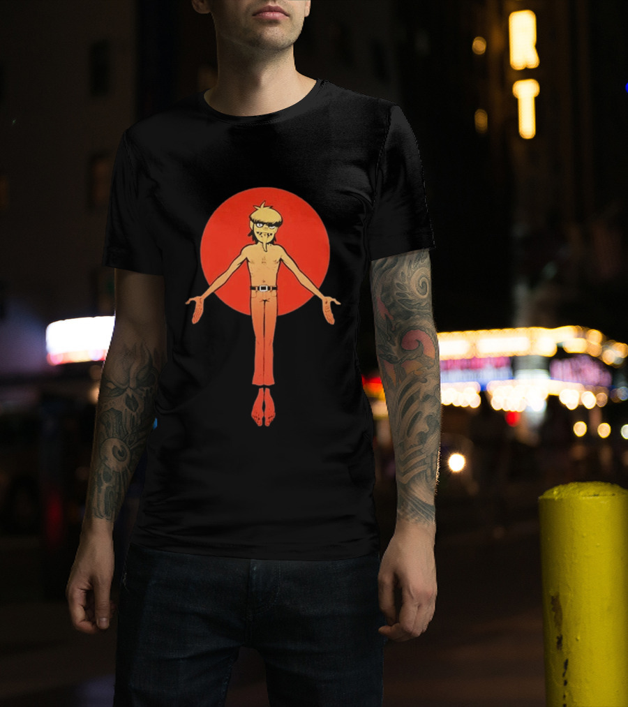Gorillaz Murdoc Crucifix Pose Red Circle T-Shirt