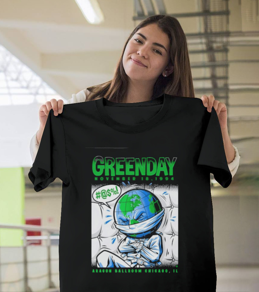Greenday November 18 1994 Aragon Ballroom Chicago IL Earth T-Shirt