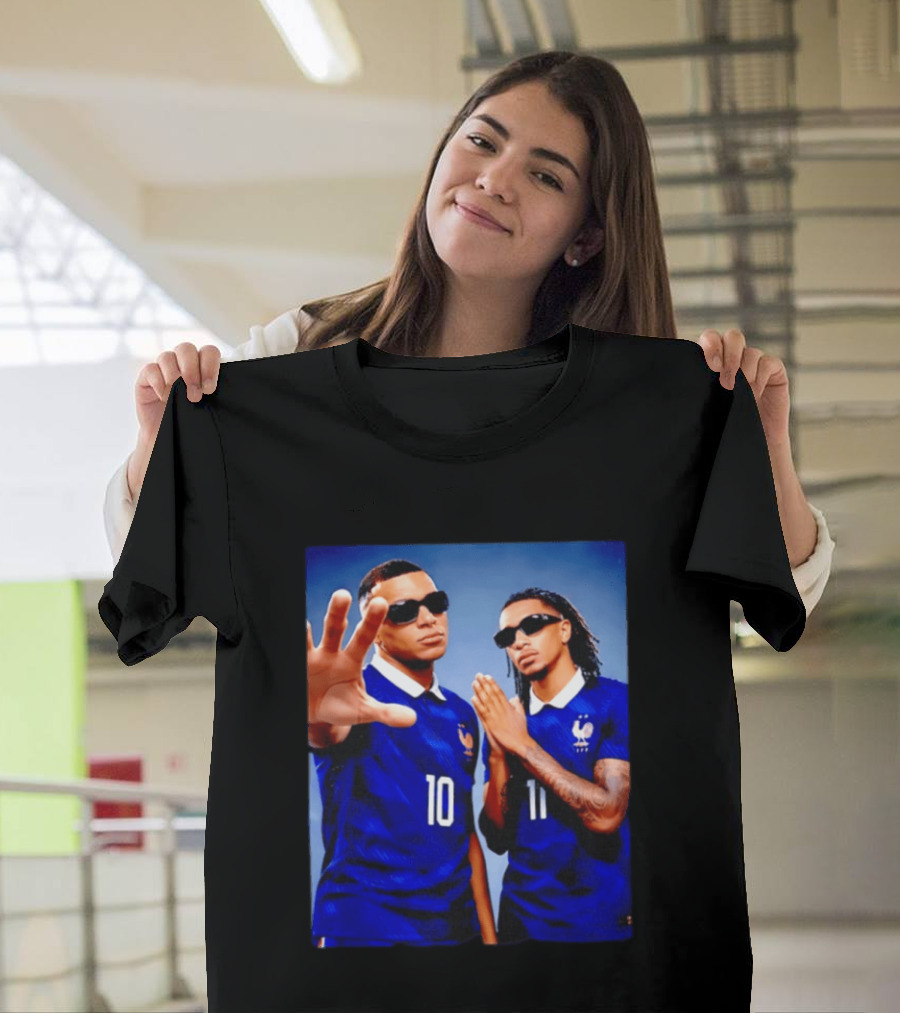 Kylian Mbappe Ousmane Dembele France National Football Team Jersey Blue T-Shirt