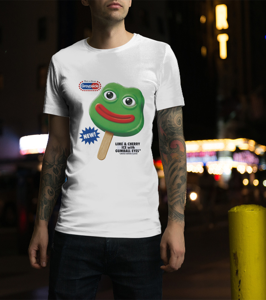 Groypsicle Lime And Cherry Ice With Gumball Eyes Limited Edition Made In Chicago T-Shirt