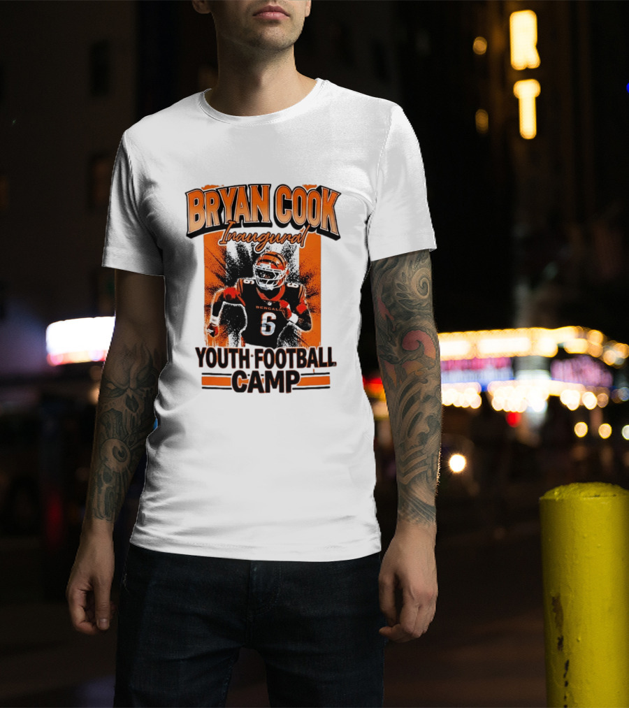 Bryan Cook Inaugural Youth Football Camp Cincinnati Bengals Player Number 6 T-Shirt