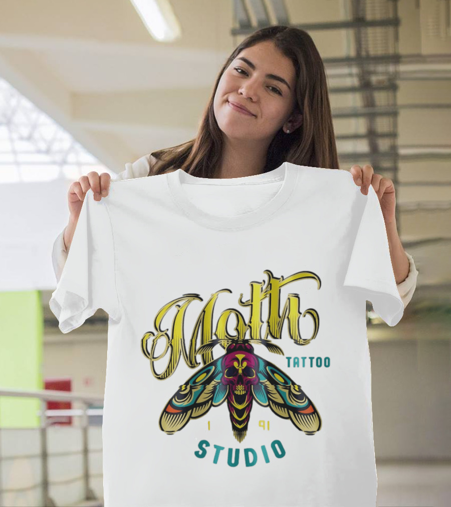 Moth Tattoo Studio 1991 Skull Moth Gothic T-Shirt