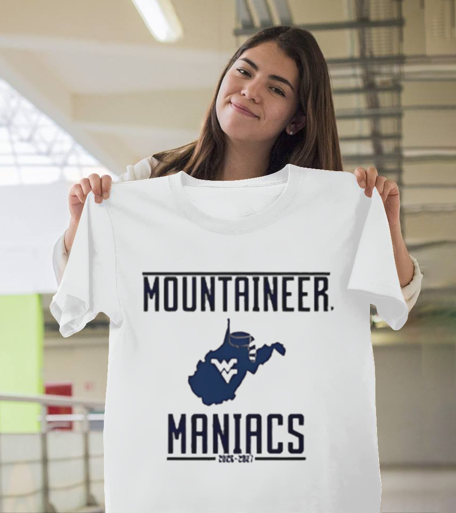 Mountaineer Maniacs West Virginia State Outline 2026 2027 T-Shirt