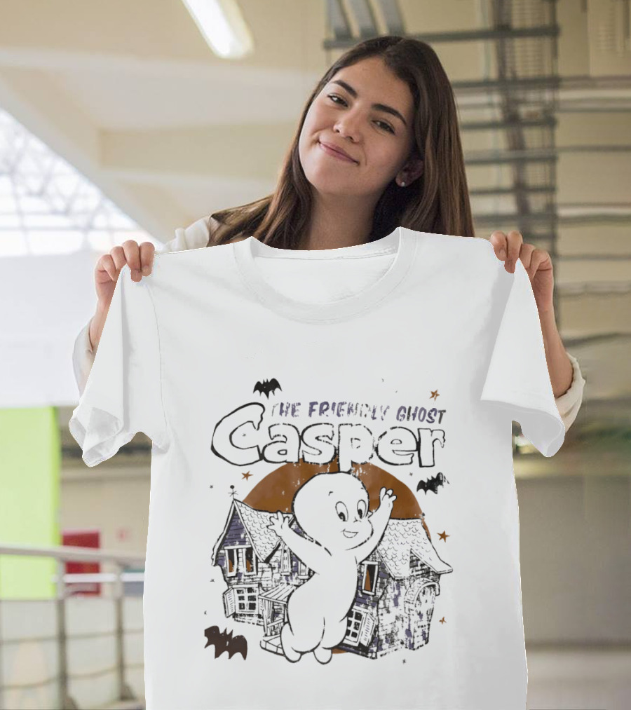 Casper The Friendly Ghost Haunted House Halloween Bats T-Shirt