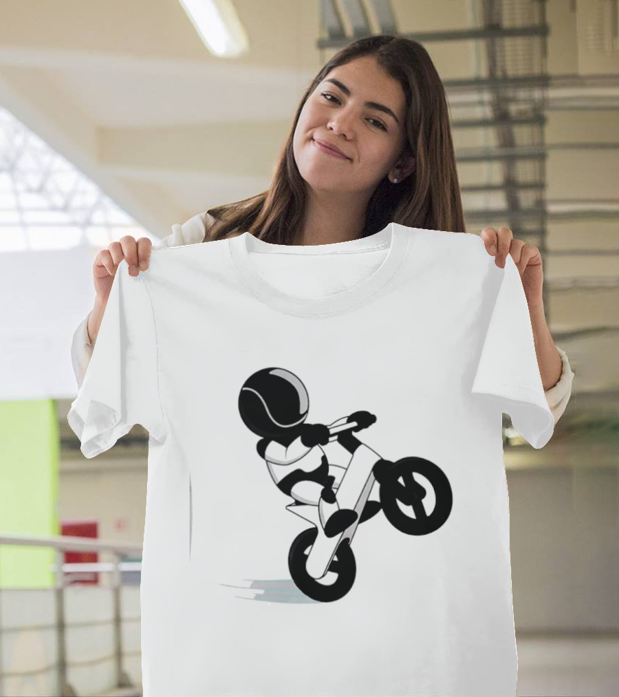 Stick Figure Biker Wheelie Adventure T-Shirt