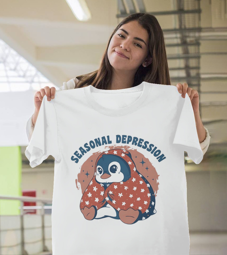 Penguins Seasonal Depression Cute Winter Cozy Starry T-Shirt