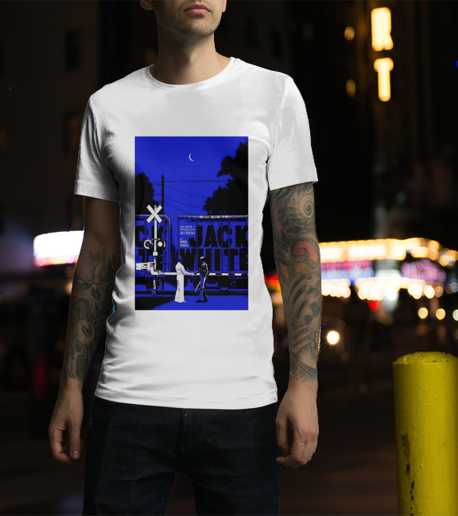 Jack White Rough Francis Essex Junction VT July 15 2026 Train Crossing Night Scene Moon T-Shirt