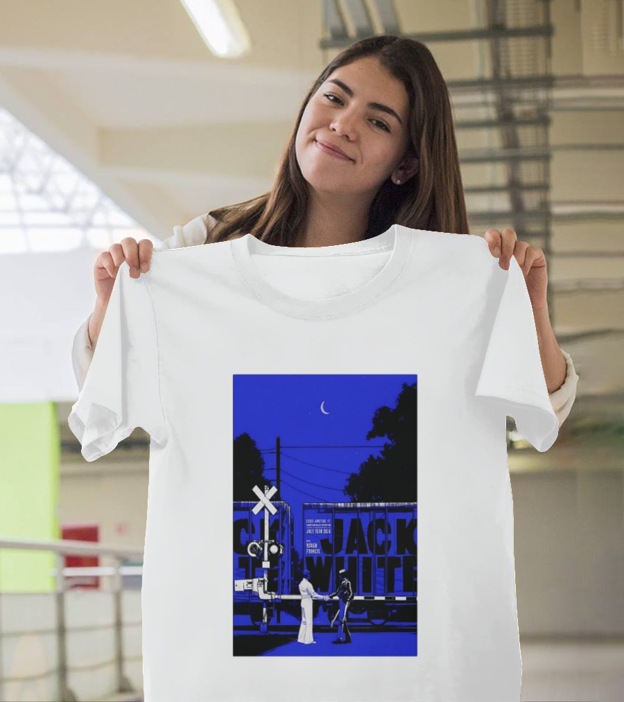 Jack White Rough Francis Essex Junction VT July 15 2026 Train Crossing Night Scene Moon T-Shirt