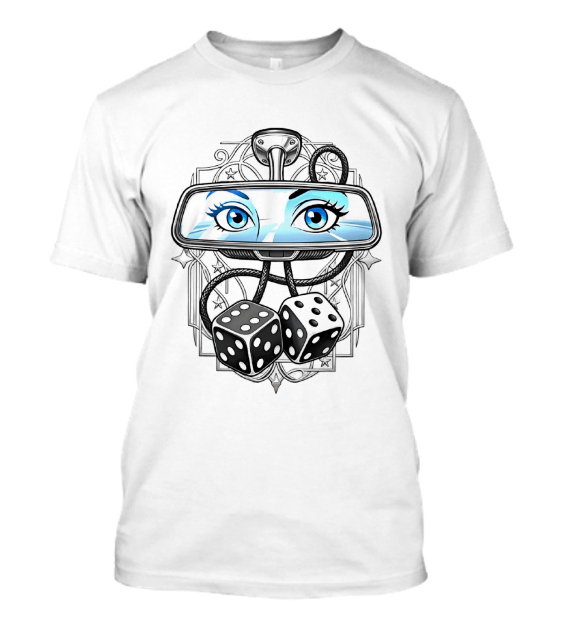 Rearview Mirror Eyes And Hanging Dice Car Accessories T-Shirt