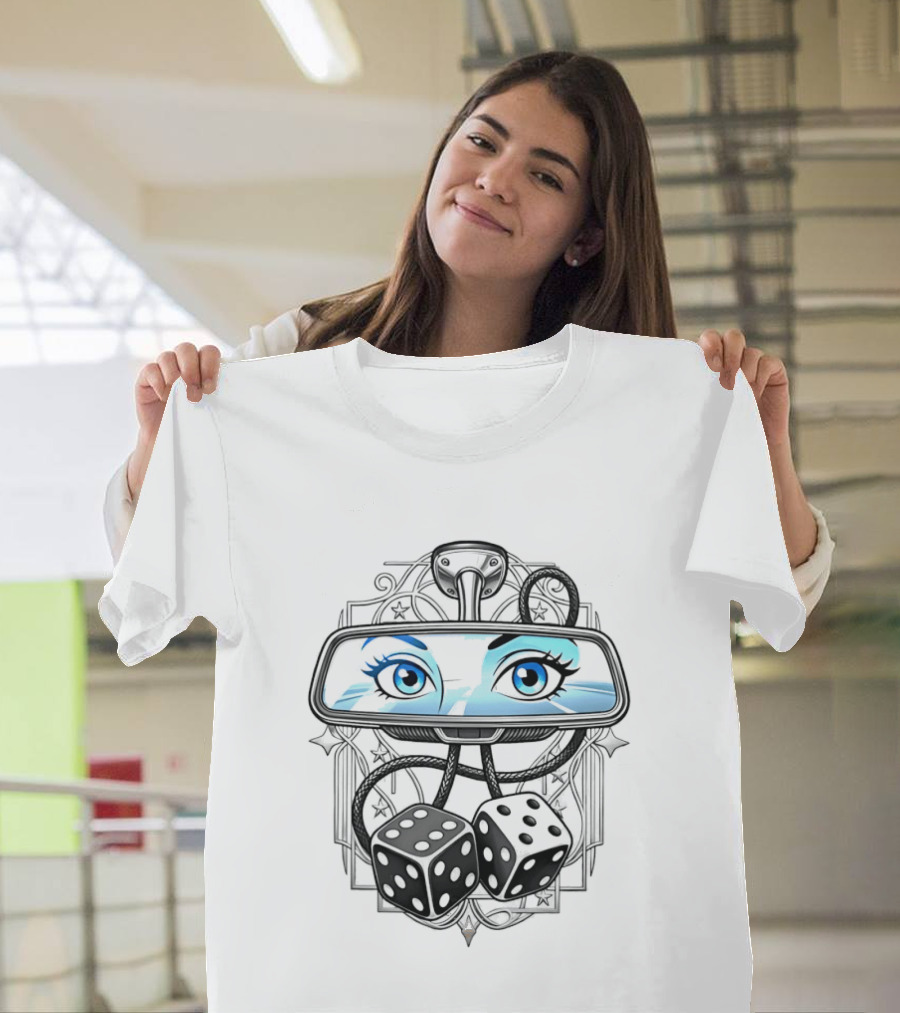 Rearview Mirror Eyes And Hanging Dice Car Accessories T-Shirt