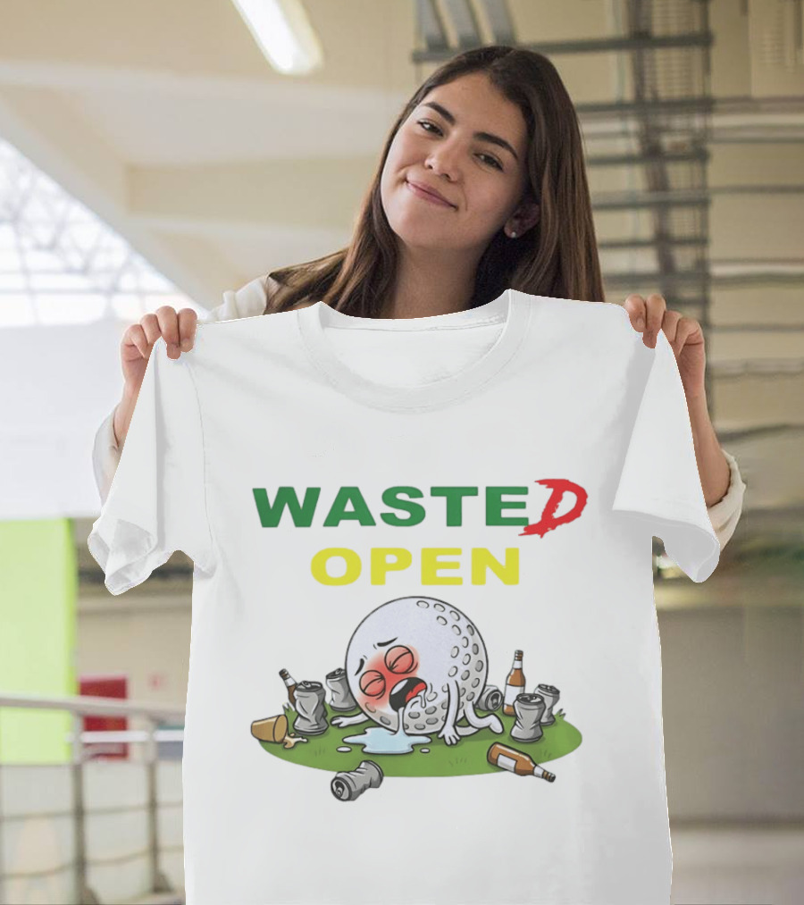 Wasted Open Funny Golf Ball Drinking Party Cans And Bottles T-Shirt