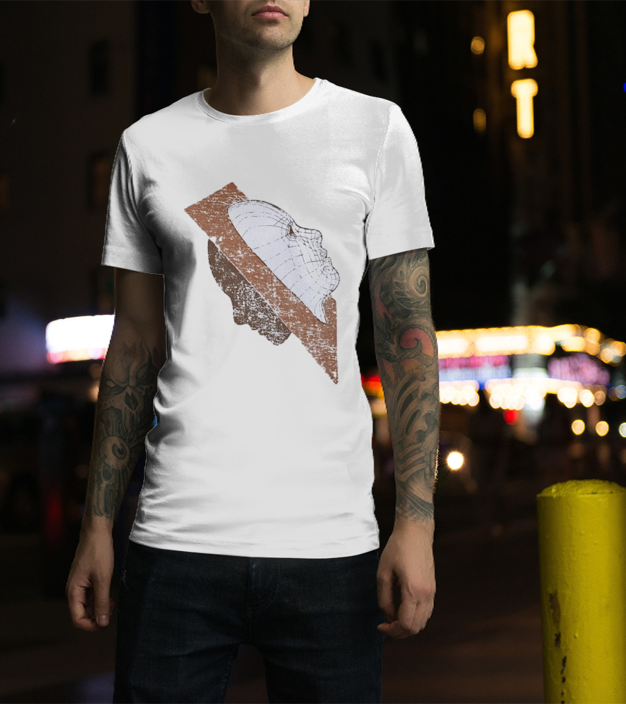 Wireframe Human Profile Collage Abstract Geometric Face T-Shirt