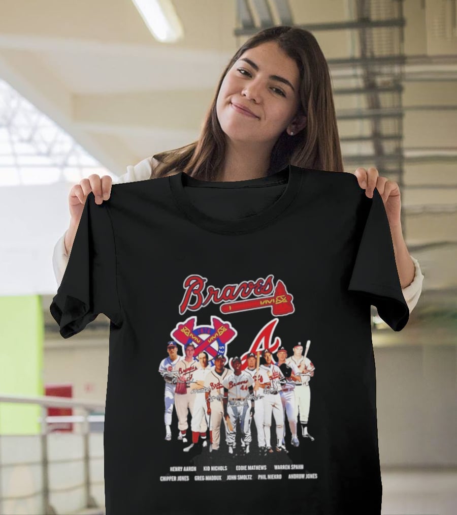 Atlanta Braves Legends Aaron Nichols Mathews Spahn Jones Maddux Smoltz Niekro T-Shirt