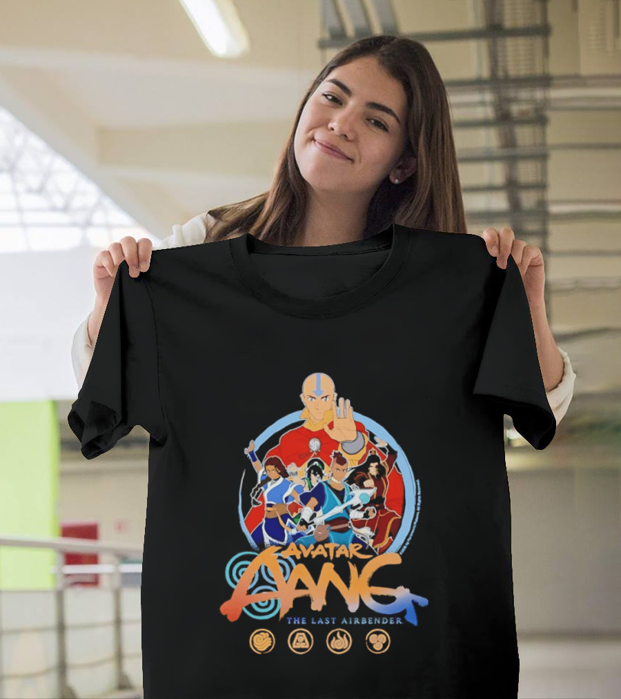 Avatar Aang The Last Airbender Team Elements Katara Toph Sokka Zuko Iroh Momo Appa T-Shirt