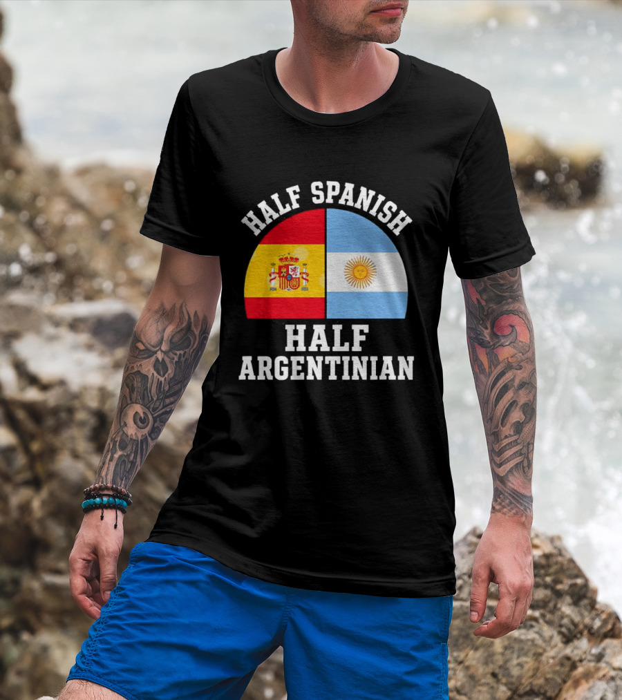 Half Spanish Half Argentinian Flags T-Shirt