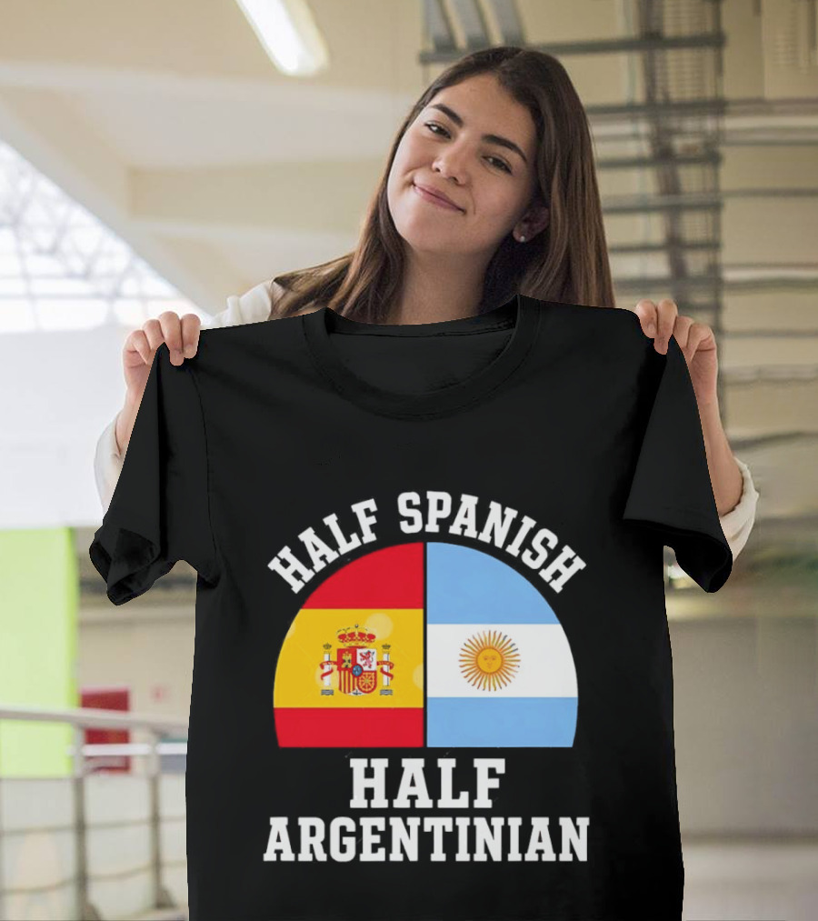 Half Spanish Half Argentinian Flags T-Shirt