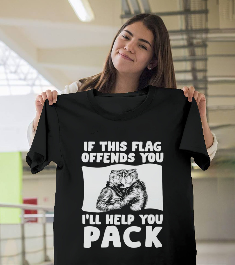 If This Flag Offends You I'll Help You Pack Leather Pride Bulldog T-Shirt
