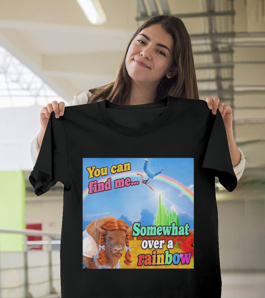 You Can Find Me Somewhat Over A Rainbow Bison Meme T-Shirt