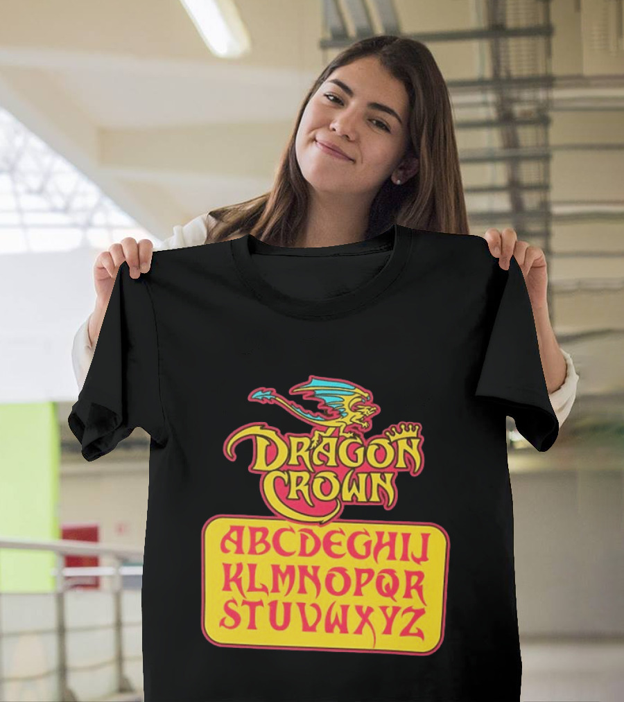 Dragon Crown Alphabet With Colorful Dragon Art And Bold Letters T-Shirt