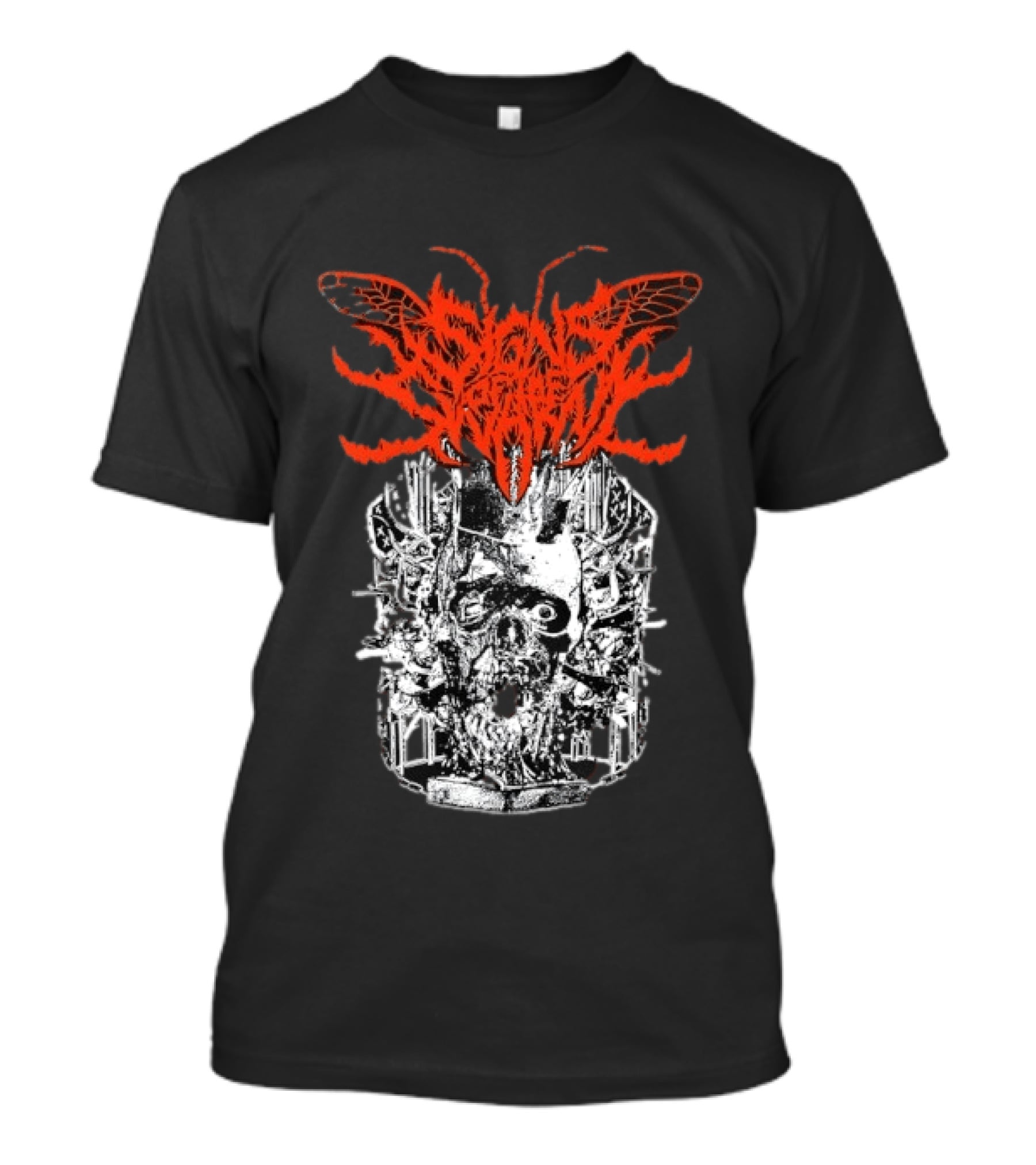 Signs Of The Swarm Skull Deathcore Metal Album Cover T-Shirt