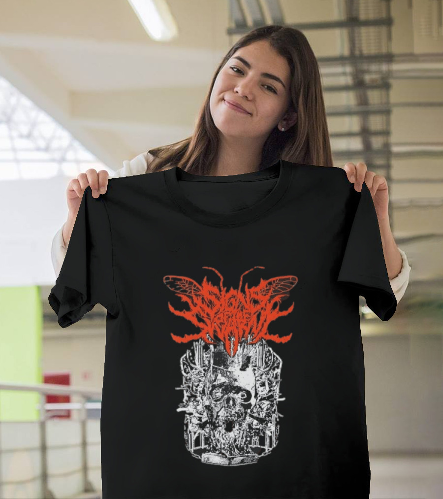 Signs Of The Swarm Skull Deathcore Metal Album Cover T-Shirt