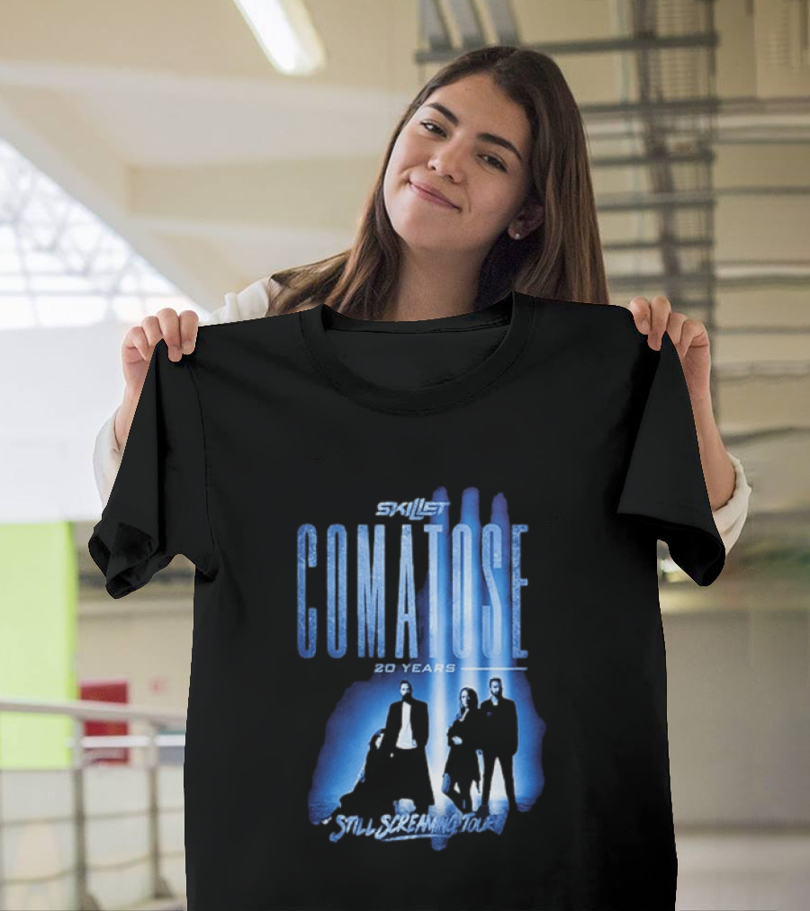 Skillet Comatose 20 Years Still Screaming Tour 2026 Band Silhouette Blue T-Shirt