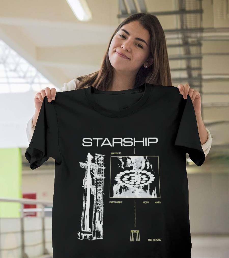 Starship Service Earth Orbit Moon Mars Beyond T-Shirt