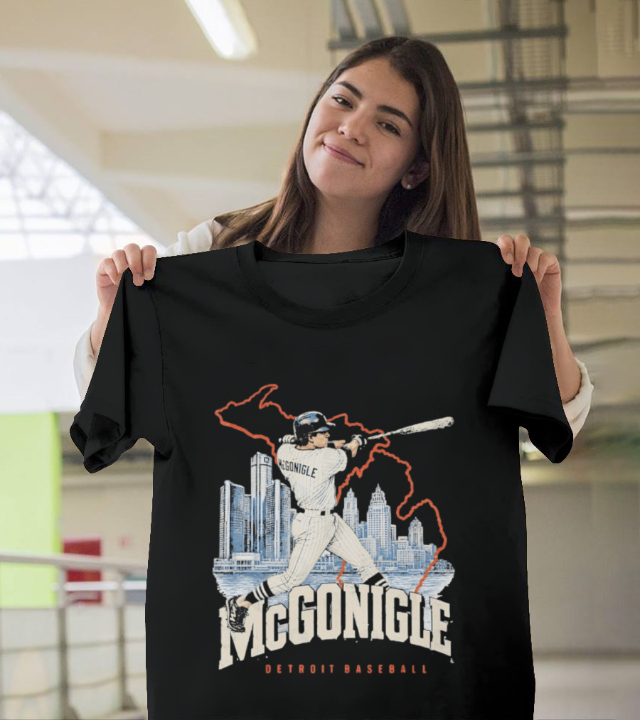 McGonigle Detroit Baseball Vintage Player Retro Skyline T-Shirt