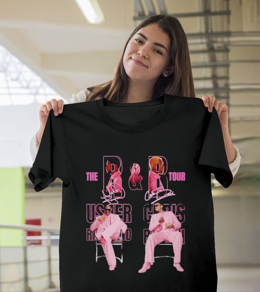 The B And B Tour Usher Chris Brown Pink Suits T-Shirt