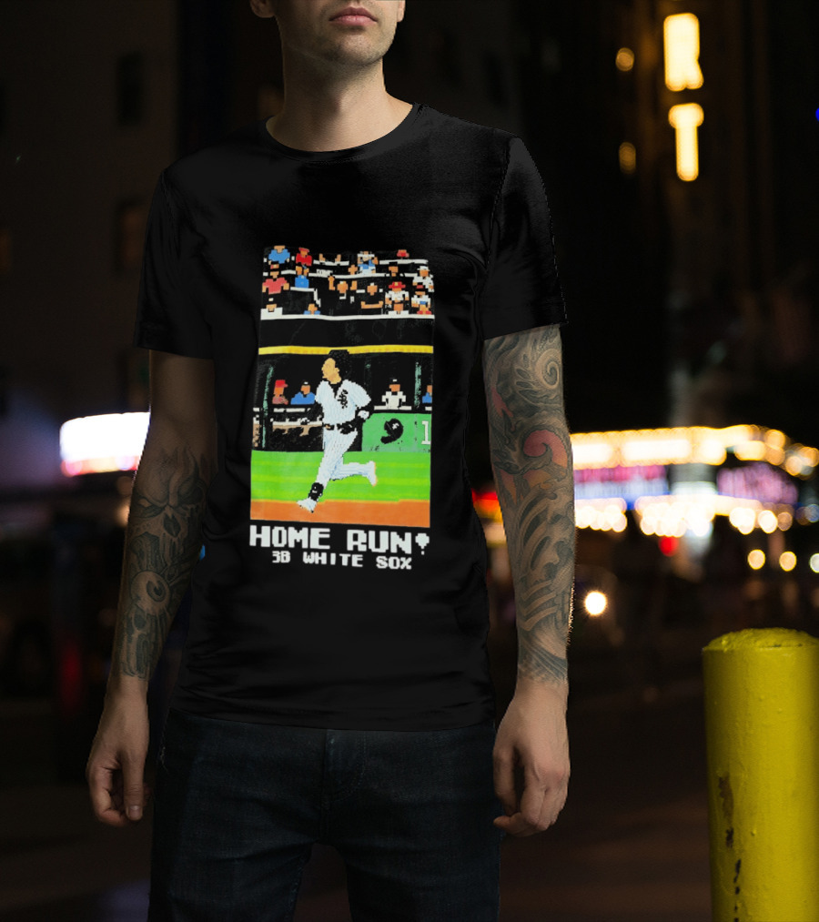 Home Run 3B White Sox Pixel Baseball T-Shirt