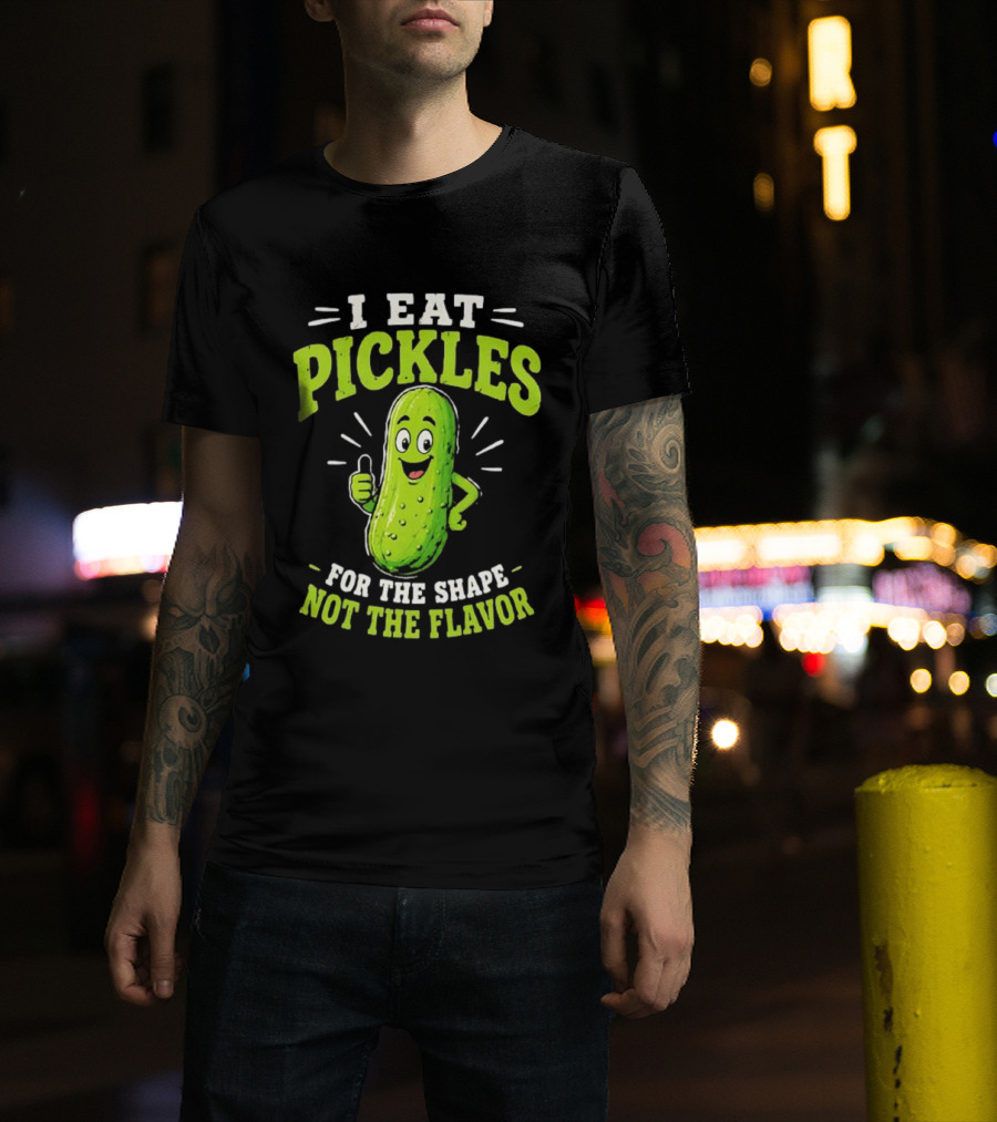 I Eat Pickles For The Shape Not The Flavor Thumb Up Cartoon T-Shirt