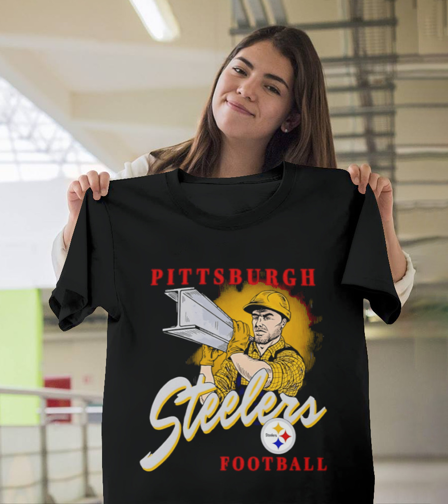 Pittsburgh Steelers Football Worker Steel Beam Icon With Team T-Shirt