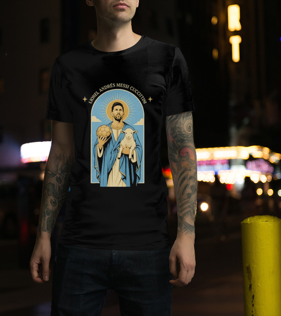 In GOAT We Trust Lionel Andrés Messi Cuccittini Golden Ball Lamb T-Shirt