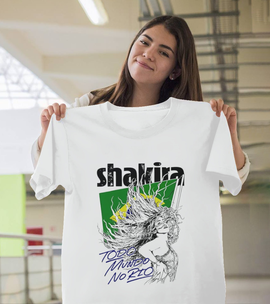 Shakira Todo Mundo No Rio Brazil Flag T-Shirt