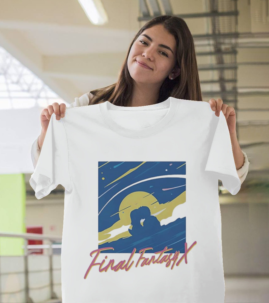 Final Fantasy X Romantic Couple Under Moonlit Sky T-Shirt