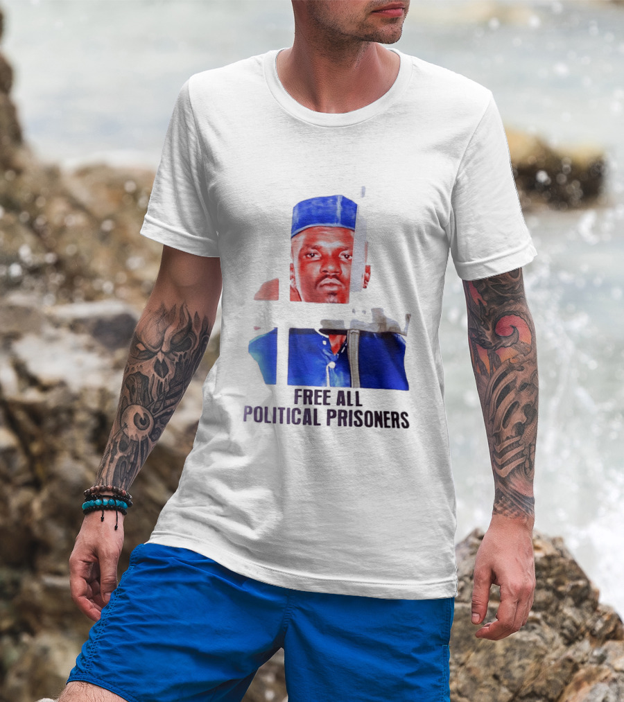 Free All Political Prisoners Protest Activism Painting Blue Beret T-Shirt