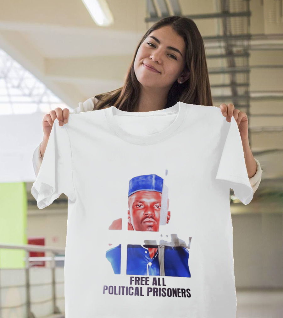 Free All Political Prisoners Protest Activism Painting Blue Beret T-Shirt