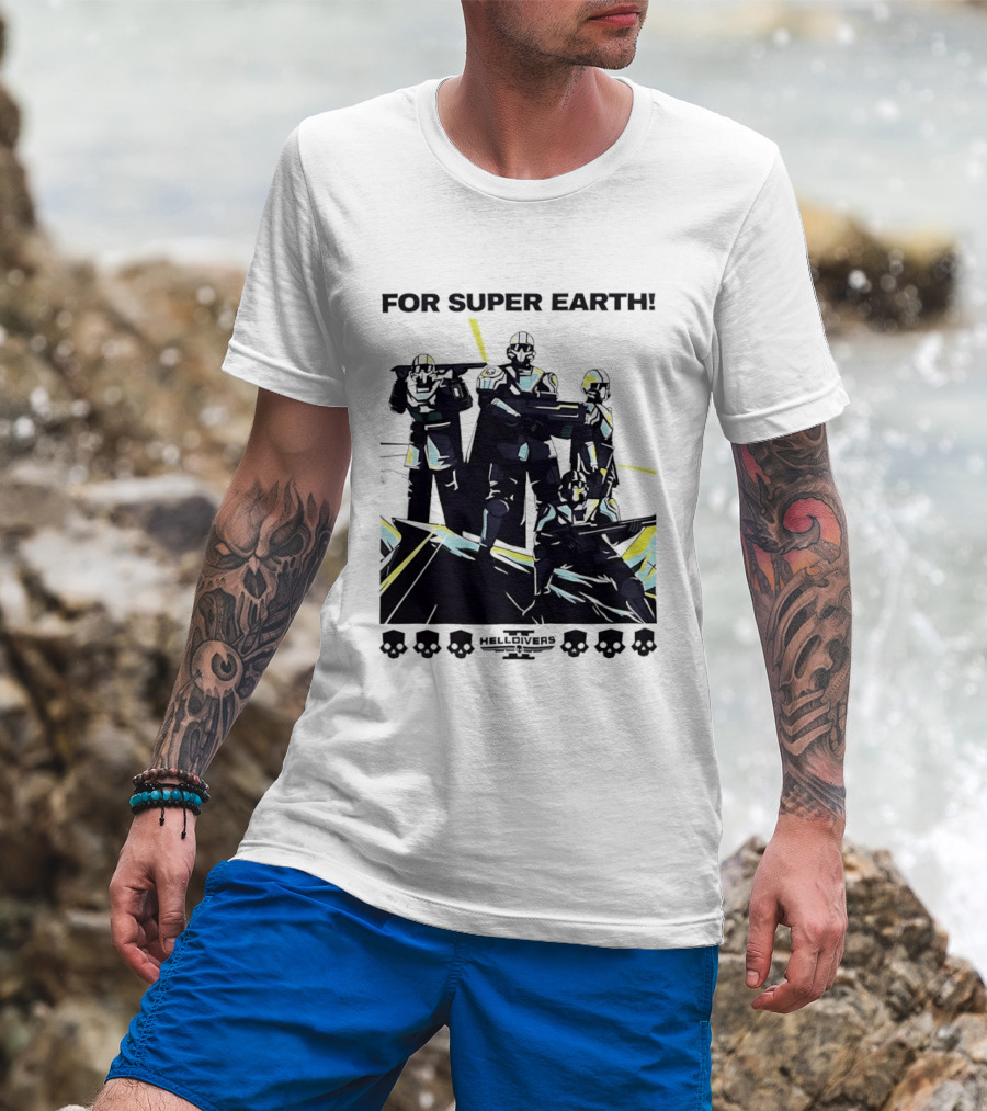 Helldivers II For Super Earth Video Game Soldiers T-Shirt