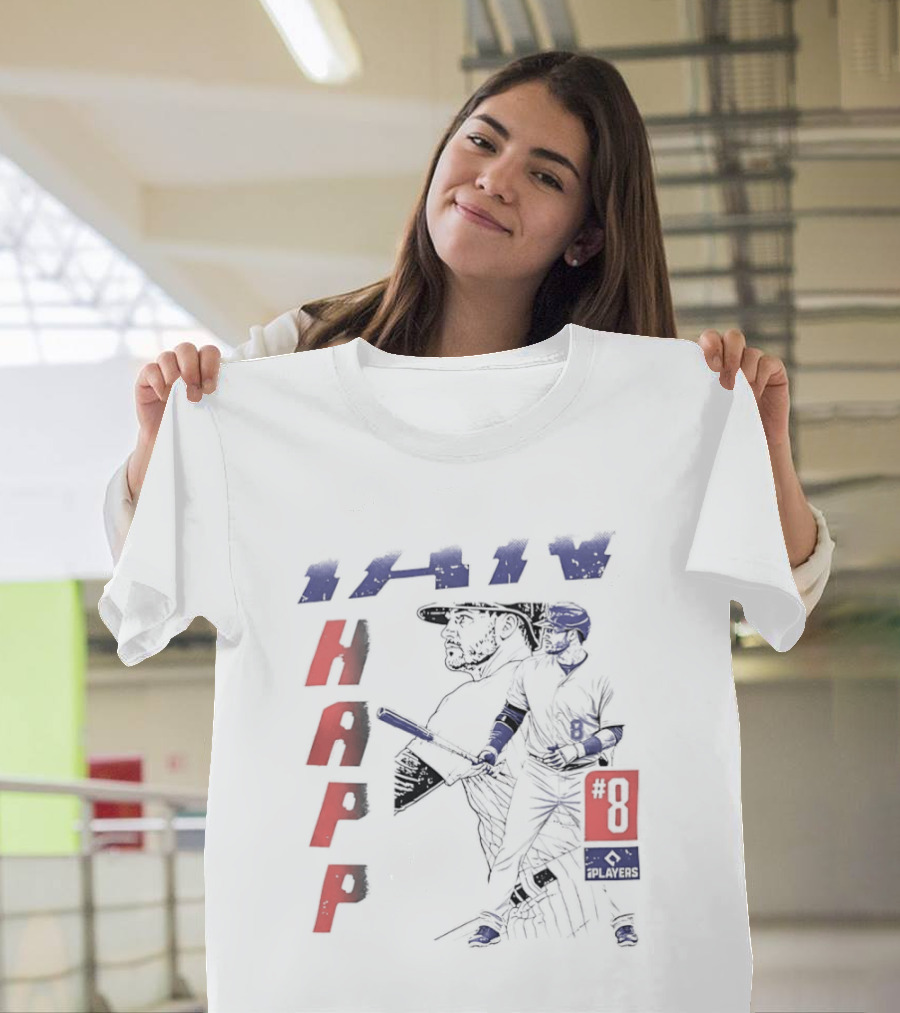 Ian Happ No 8 Chicago Cubs MLB Players Association Sketch T-Shirt