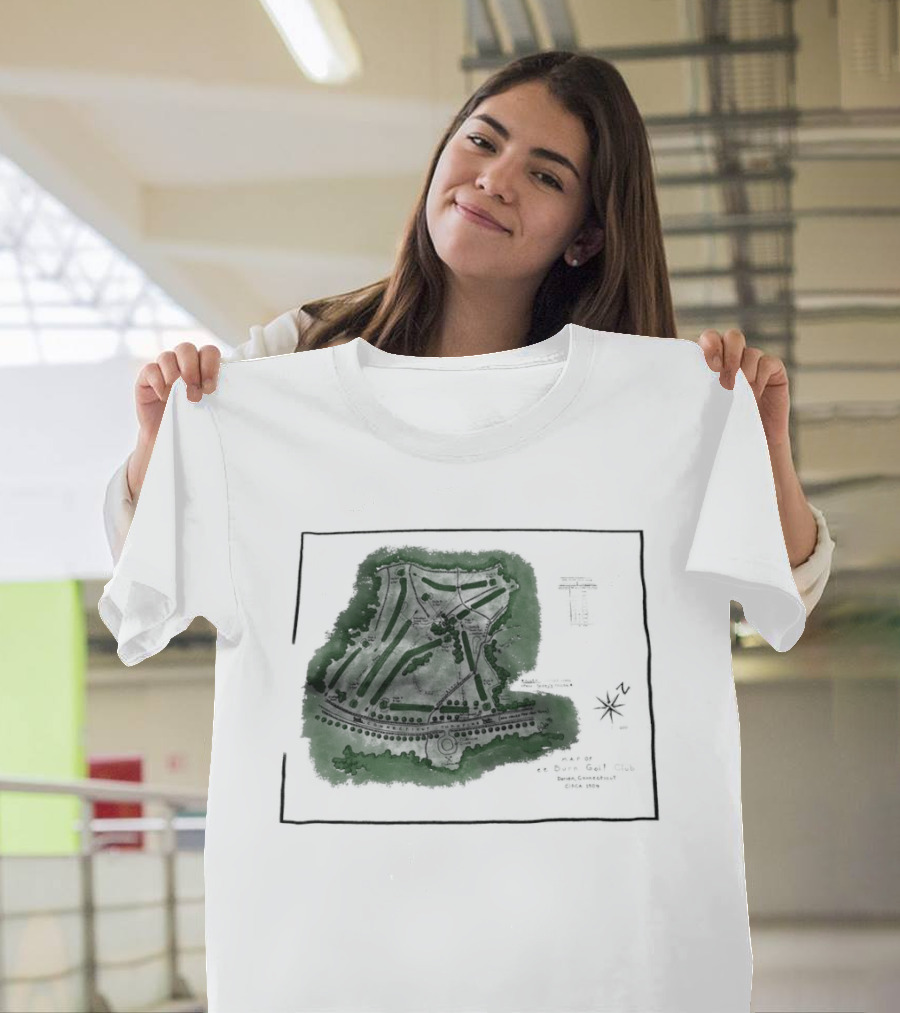 Wee Burn Golf Club Map Darien Connecticut 1904 Historic Course Drawing T-Shirt