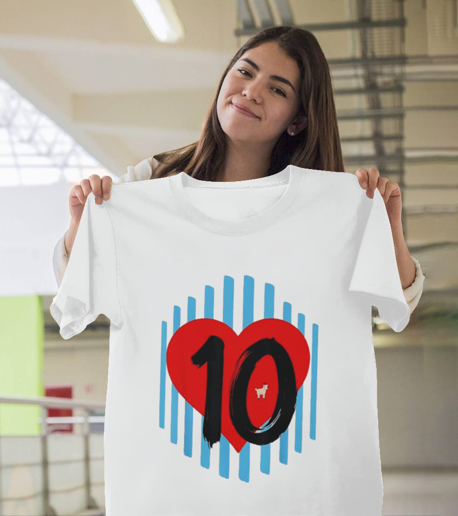 Messi Heart 10 Goat Greatest Of All Time T-Shirt